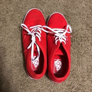 Red authentic lo pro vans size 8
